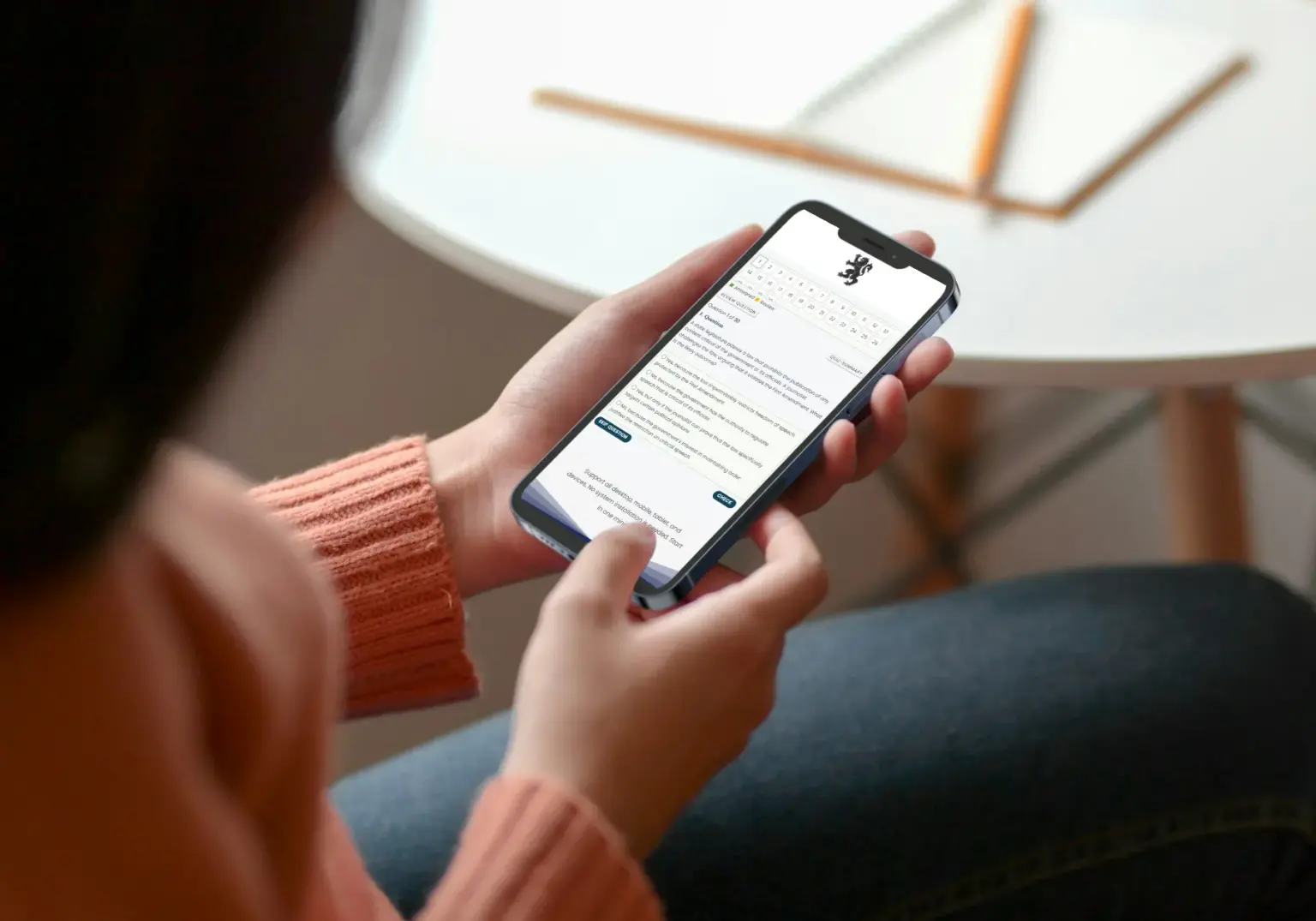 Candidate using Climb Exam Tutor on mobile